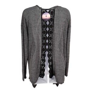 Fairycore Black Open Front Cardigan Lacy Back Panel Love By Design M Romantic